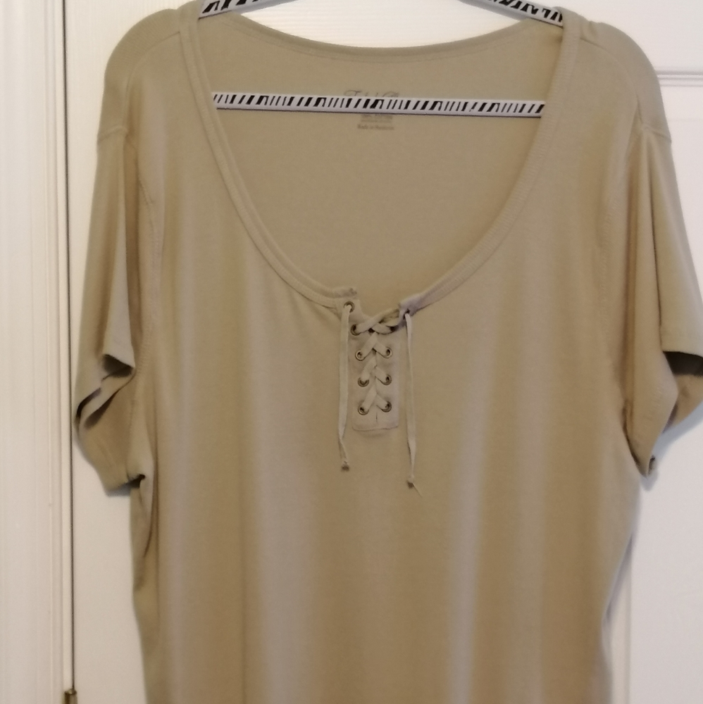Faded Glory short sleeve top, Taupe, s…